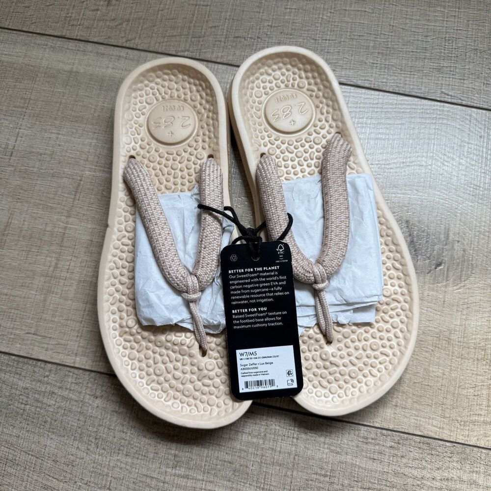 Allbirds Lux Beige Sugar Zeffer Adult Flip Flop Size W7/M5 New